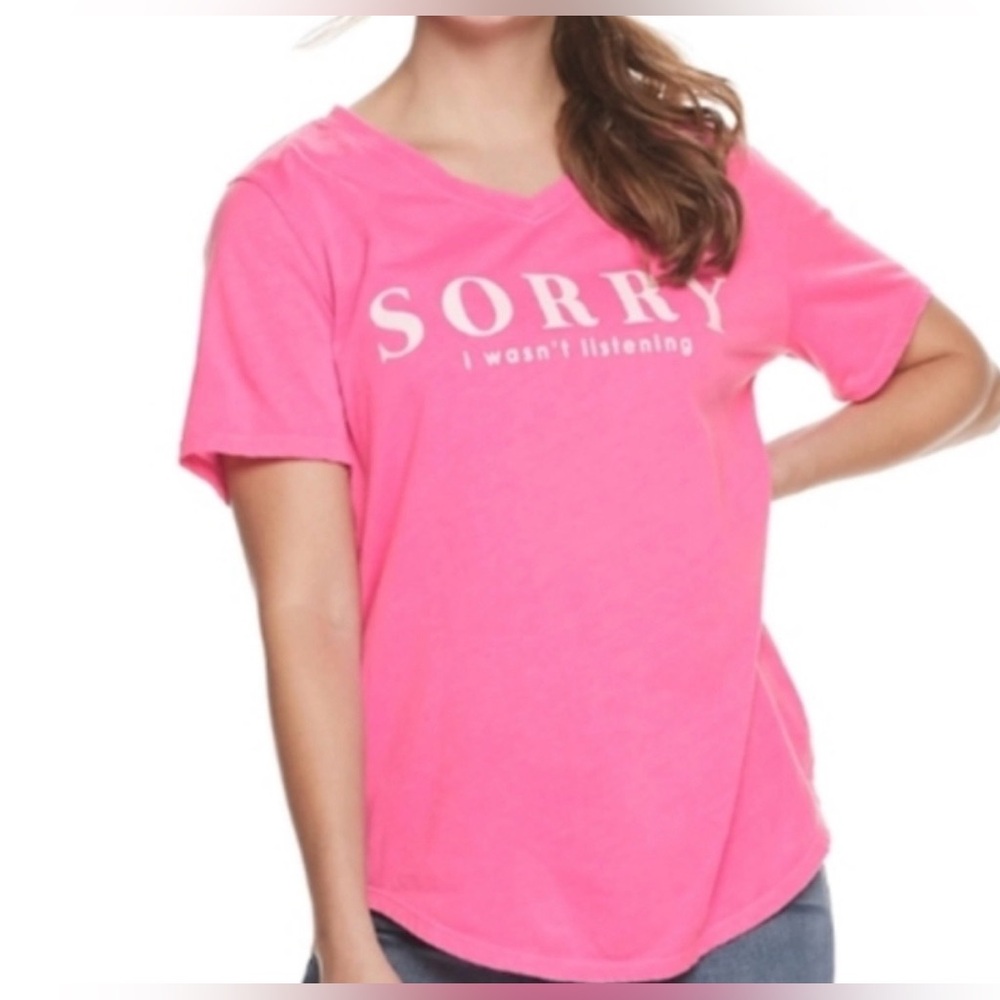 Women's SORRY Pink Graphic Tee XXL